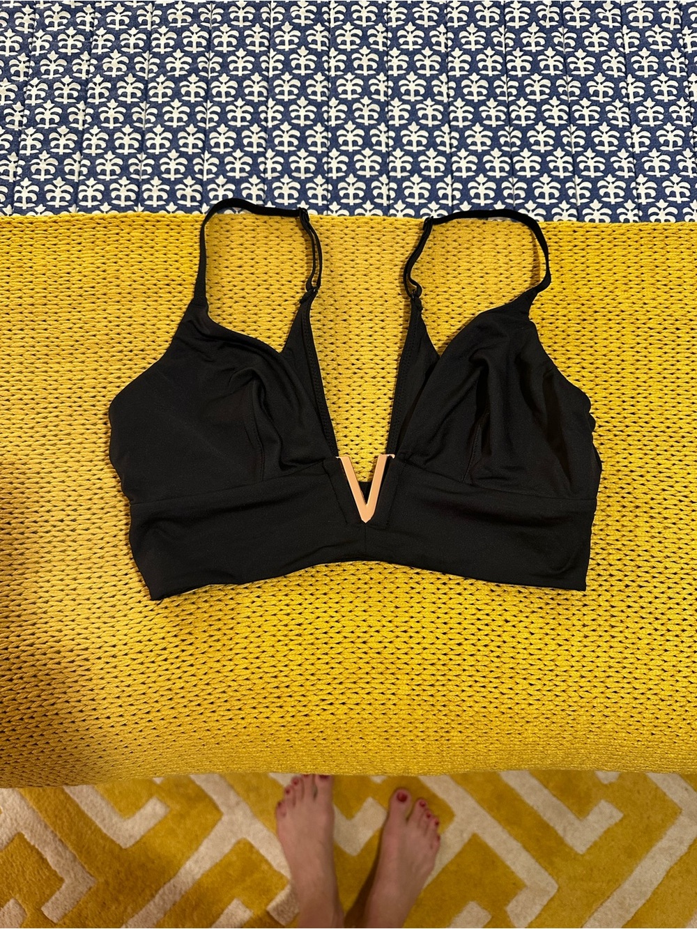 Victoria's Secret Very Sexy Black V-Front Bralette with Gold Accent